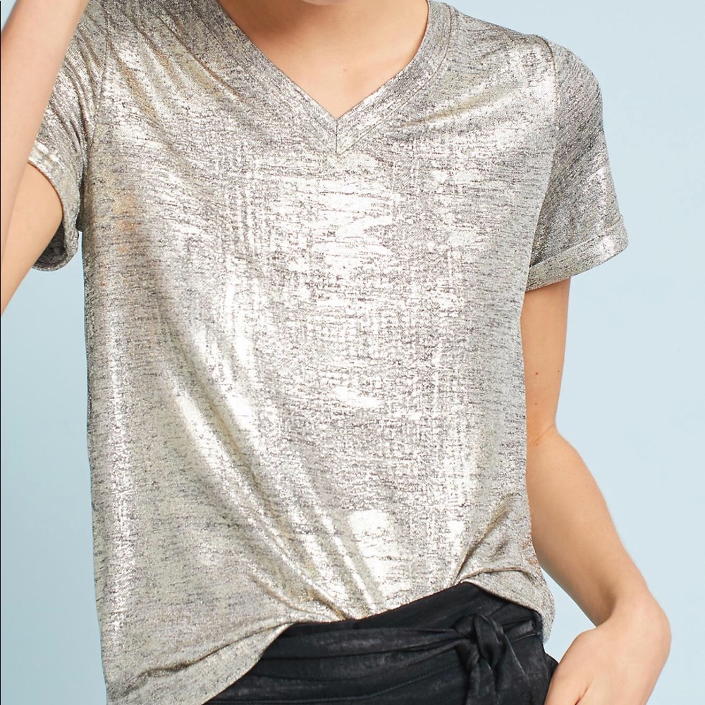 Anthro Akemi+Kin festive shine top metallic sz:L